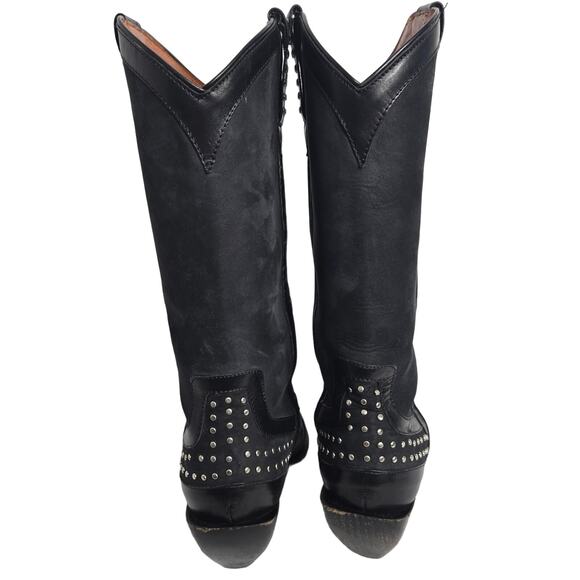 Donald J. Pliner Western Couture Boots Black Silver Studded 8M Cowgirl Leather - Picture 8 of 12